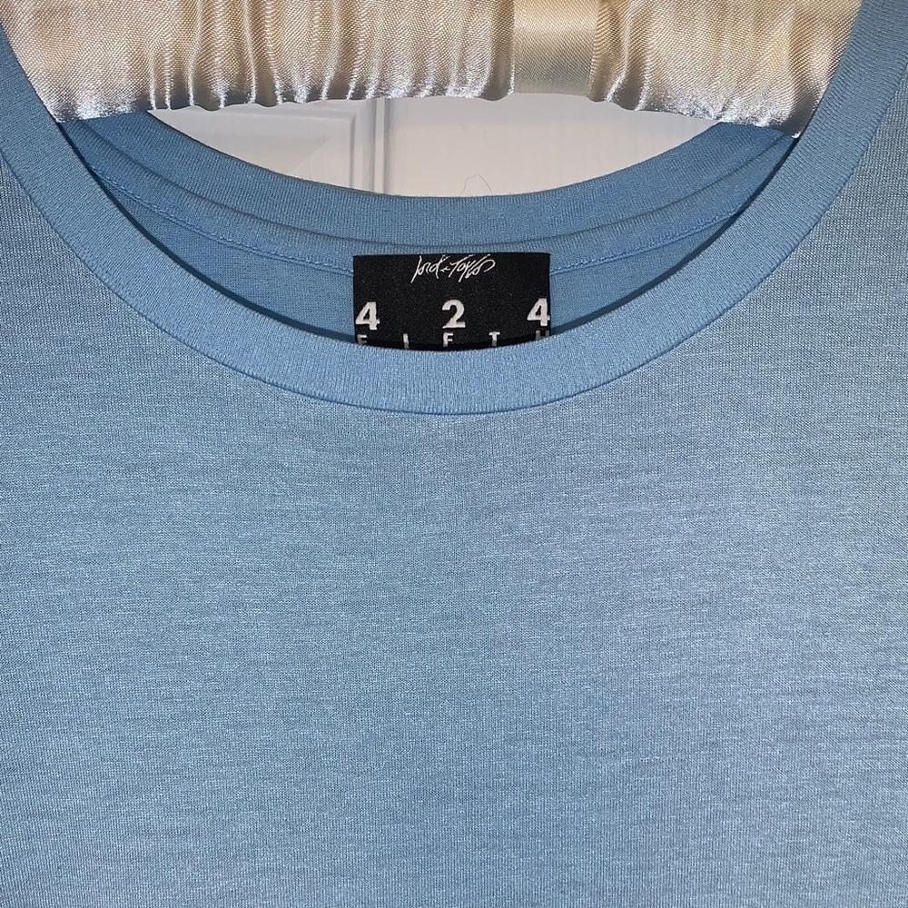 Lord & Taylor 424 Fifth Light Blue viscose Crew Neck T-Shirt, XS